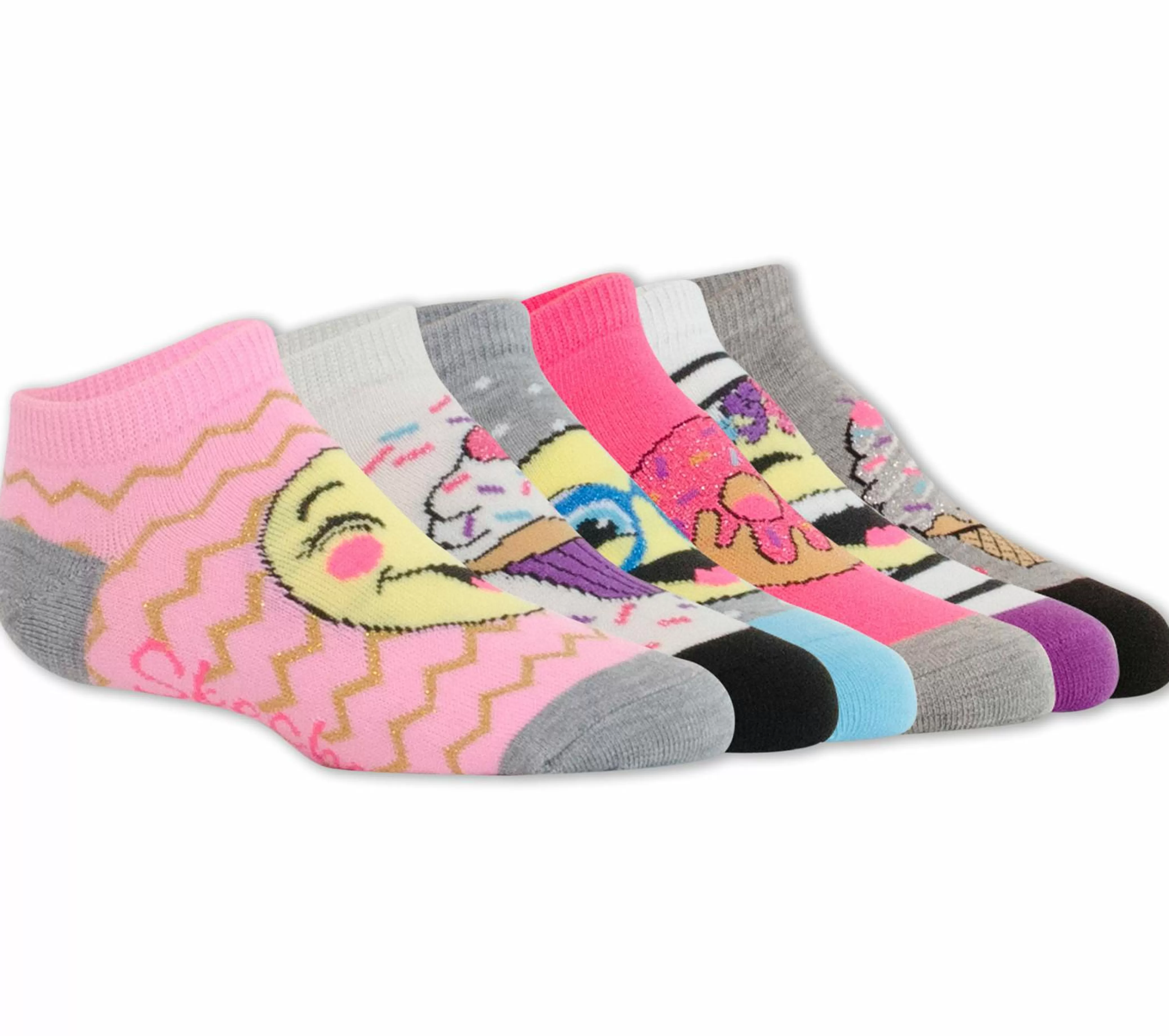 6 Pack Low Cut Emoji Ice Cream Socks*SKECHERS Hot