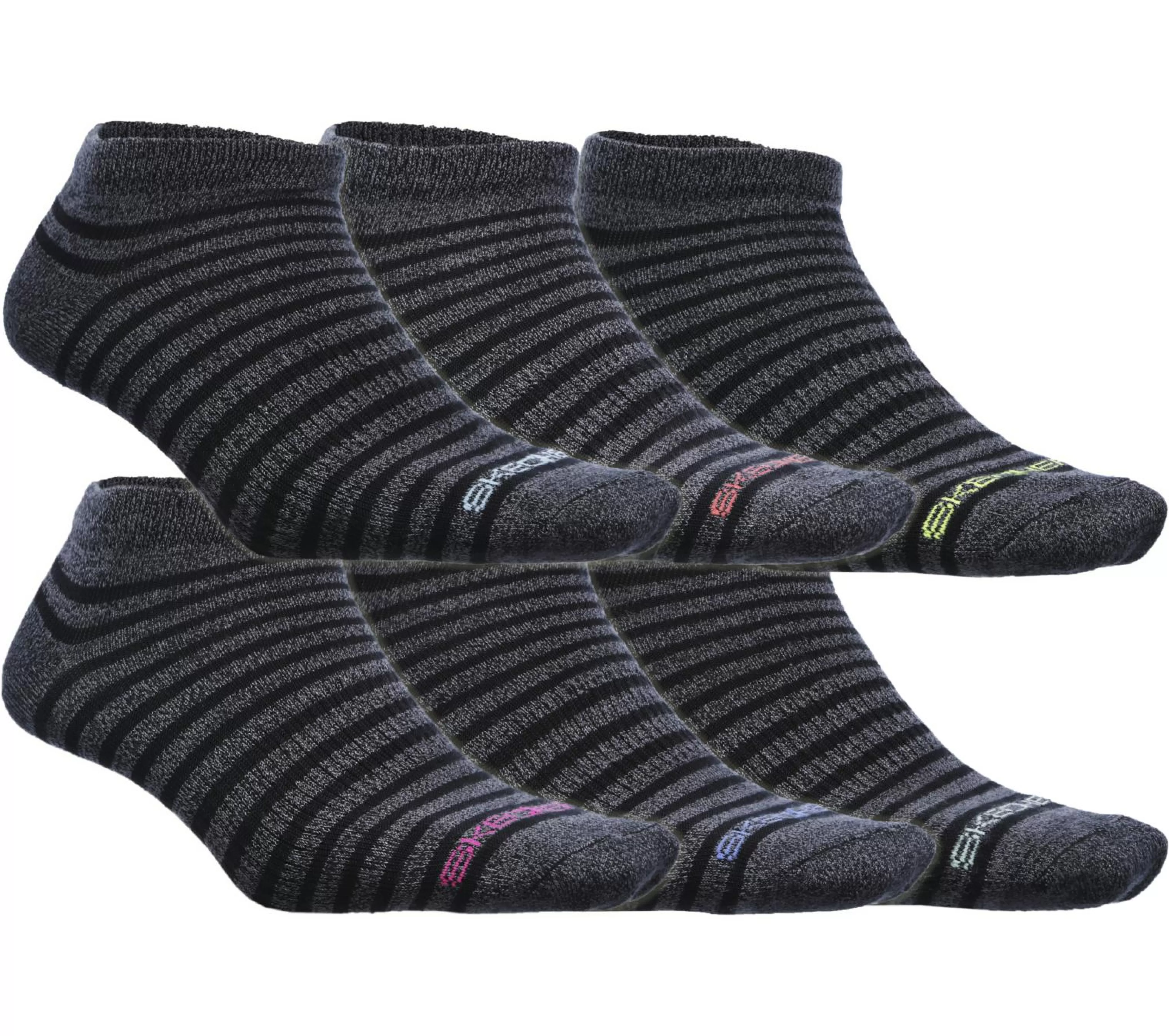 6 Pack Low Cut Stripe Socks*SKECHERS Clearance